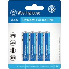 Лужна батарейка Dynamo Alkaline AAA/LR03 4шт/уп blister Westinghouse LR03-BP4 2183 фото